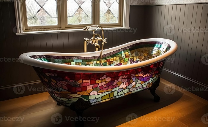 stained glass bathtub
